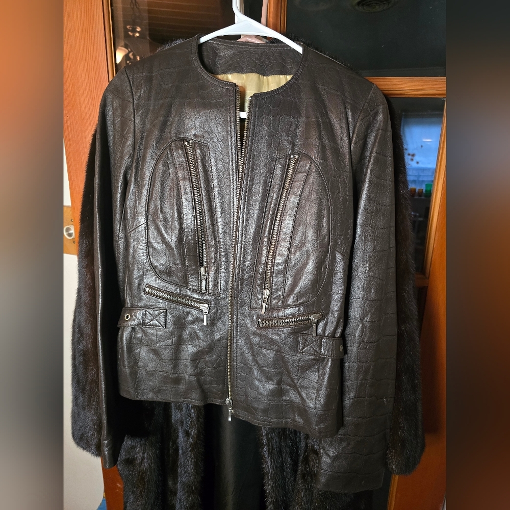 Women's Brown Leather Jacket Silk Lined Small